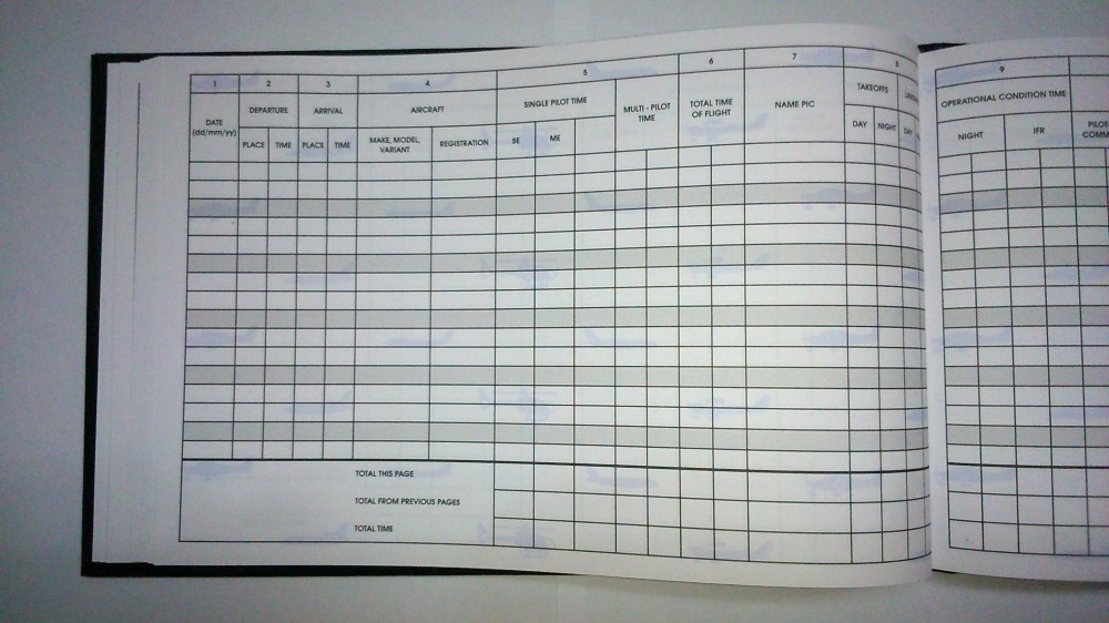 excell pilot logbook